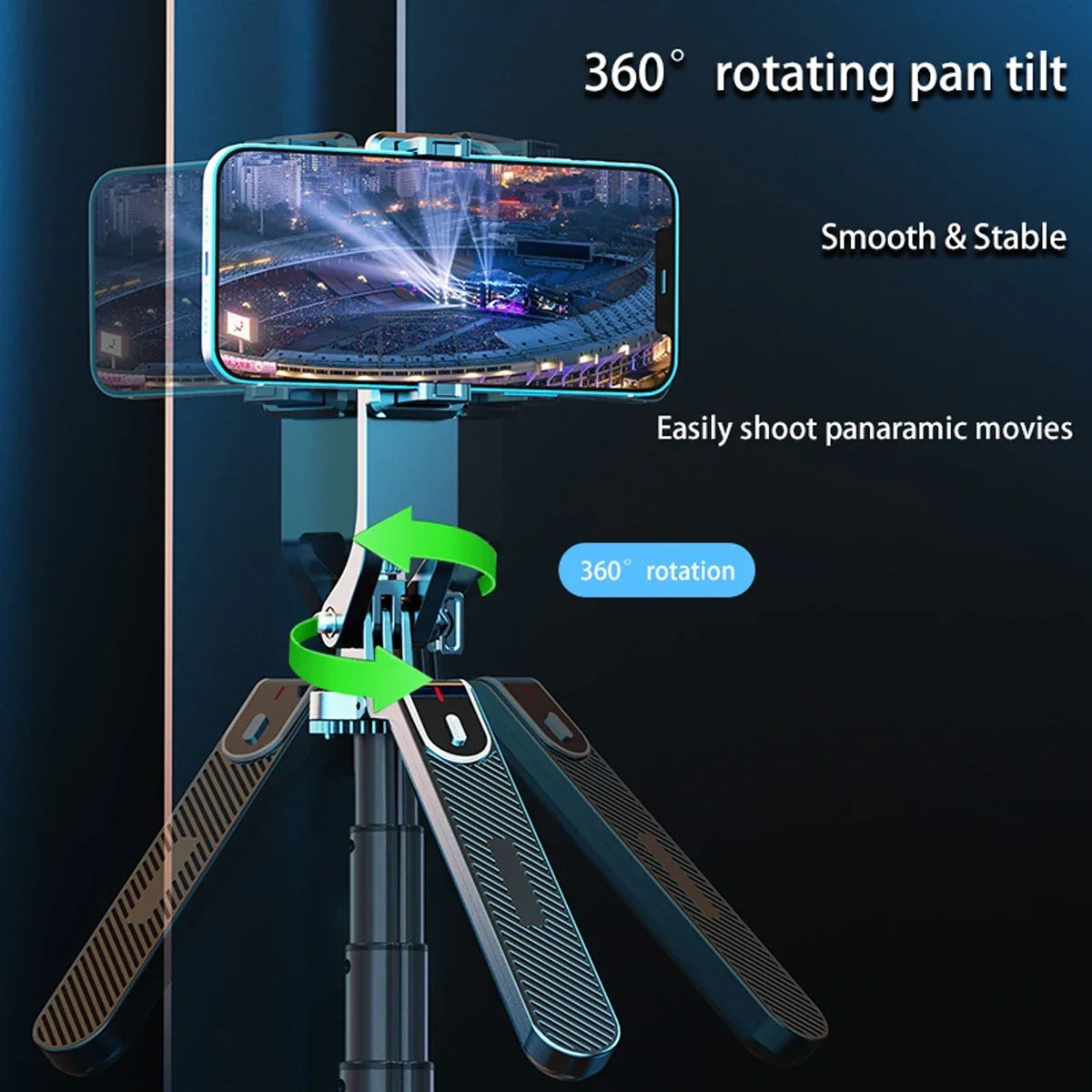 Portable Camera Tripod with Wireless Remote - 360° Rotation for Video Recording & Live Streaming
