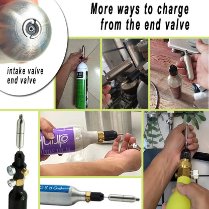 3/8-24UNF CO2 Cartridges – High Pressure Stainless Steel Rechargeable Cylinder for Oxygen Training, Scuba & Rescue Vest