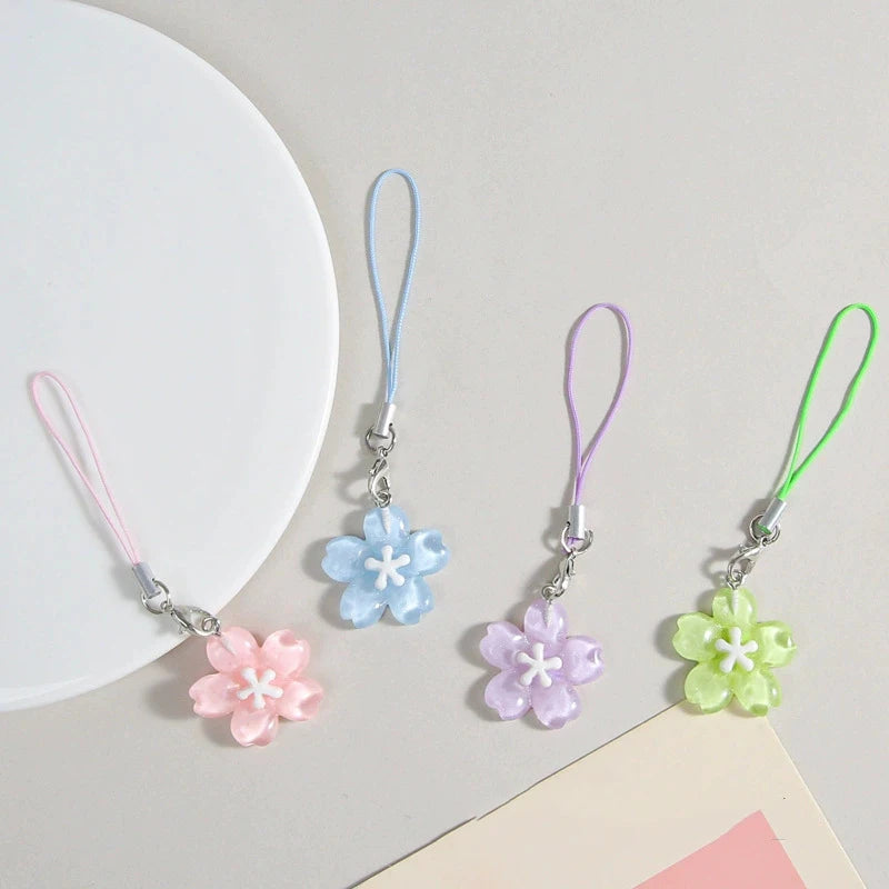 Colorful Resin Flower Phone Chain - Fresh Cute Transparent Key Pendant Bag Charm Accessory for Women & Best Friends