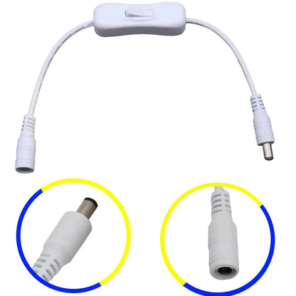 5.5×2.1mm DC Inline Power Switch Cable - Male-Female On/Off Switch for 5V 12V 24V CCTV and LED Strip Lights