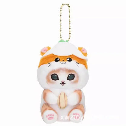 Hot Kawaii Plush Keychain Pendant — Mofusand Shark Cat & Cross-Dressing Hello Kitty/Kuromi Backpack Charm