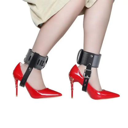 2PCS Punk Gothic Ankle Belt Harness - Adjustable Black Lock Strap for Cosplay Costumes & Fashion Accessories