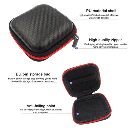 Portable Mini Zipper Headphone Bag – Square Hard Case, Aseismic & Moisture-Proof Storage for Headset, SD & TF Cards