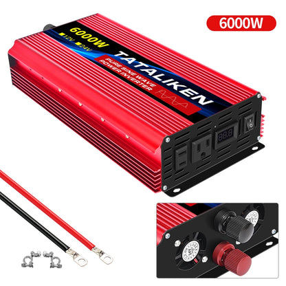 Pure Sine Wave Inverter 5000–10000W – 12V DC to 110V AC Portable Solar & Car Power Converter