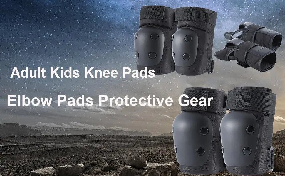 Adult/Kids 6-in-1 Protective Gear Set – Knee Pads, Elbow Pads & Wrist Guards for Skating, Skateboarding, Scooter & BMX