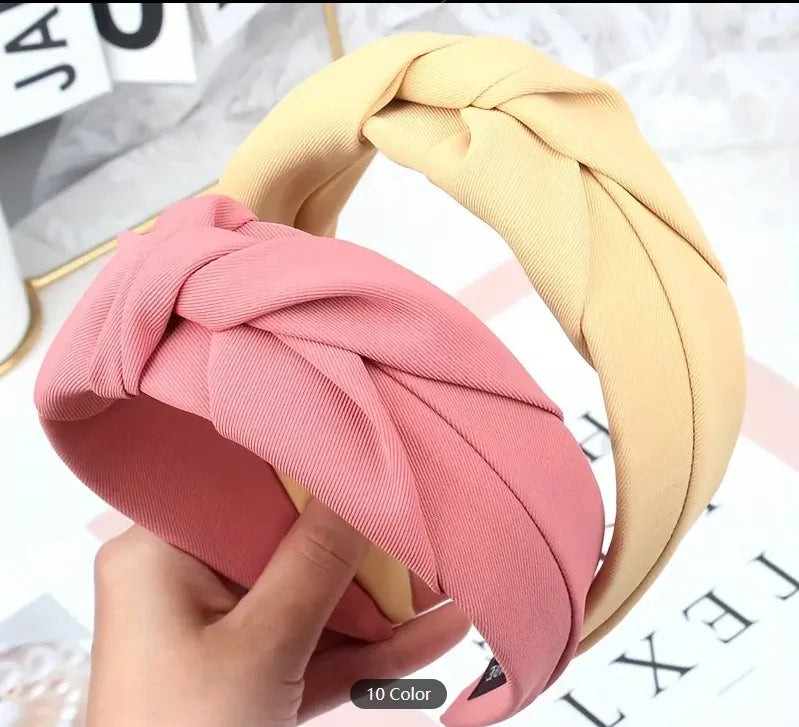 New Fashion Knotted Headbands for Women – Solid Color Cloth Hair Bands, Wide Soft Hair Hoop, Hair Accessories for Girls