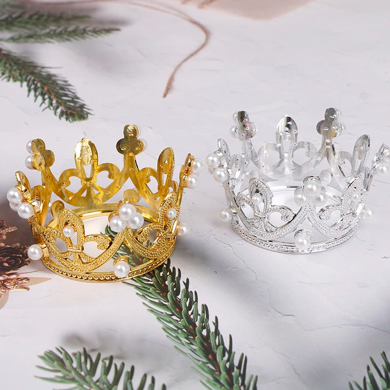Mini Pearl Crown Cake Topper – Romantic Garland & Hair Ornaments for Birthdays, Weddings & Parties