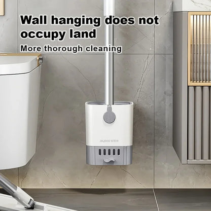 Wall-Mounted Toilet Brush Set – Long Handle Flexible Bathroom Cleaning Tool with Holder