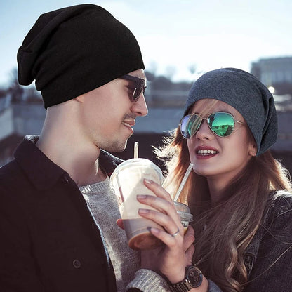 Cotton Slouchy Beanie – Lightweight Hip-Hop Running Cap for Men and Women, Soft Stretchy Chemo Hat and Sleep Cap