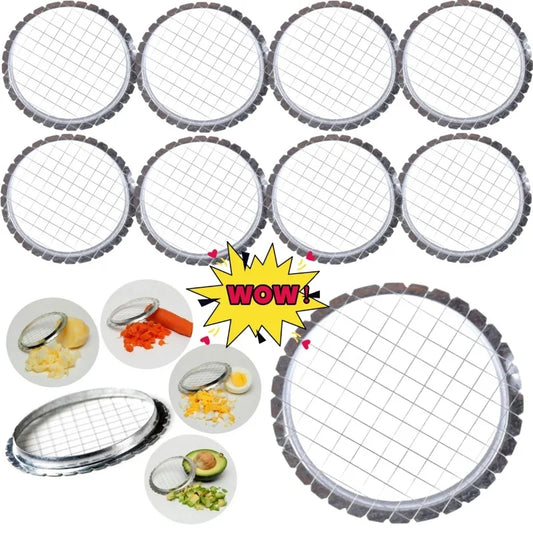 Stainless Steel Egg Slicer & Vegetable Fruit Chopper – Multi-Function Mesh Grid Cutter for Salad, Potato & Dessert Cubes Kitchen Tool