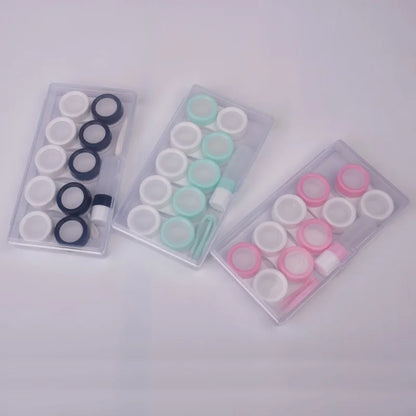 5-Pack Macaron Contact Lens Case Set – Dual Storage Display Box Travel Kit Portable Lens Holder for Easy Carrying