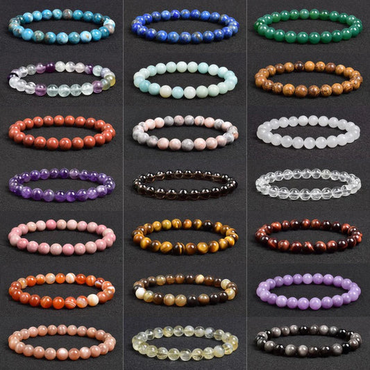 Genuine Natural Stone Beaded Bracelet – Apatite, Lapis Lazuli, Agate & Tiger Eye High Quality Crystal Gem Jewelry Bangle for Men & Women