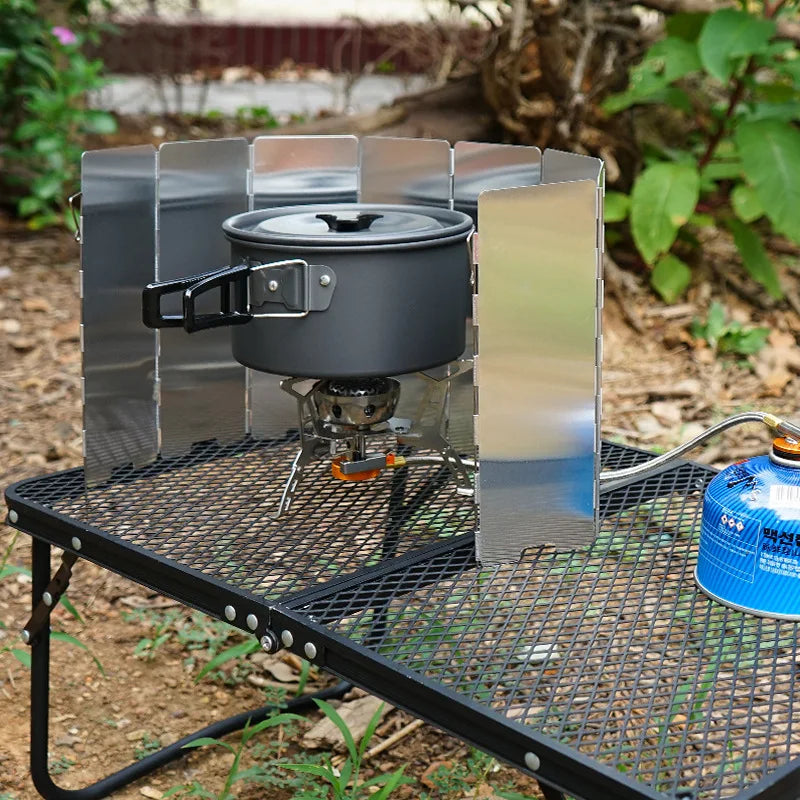 Aluminum Alloy Wind Screen - Outdoor Camping Gas Stove Wind Shield for Picnic Cooking Burner, Windproof Screen (8/9/10 Plates)