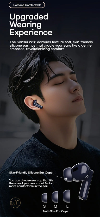 Sansui ANC Bluetooth TWS Earbuds – True Wireless Earphones with -52dB Active Noise Cancelling, Bluetooth 5.4, 6 Mics & HD Calls