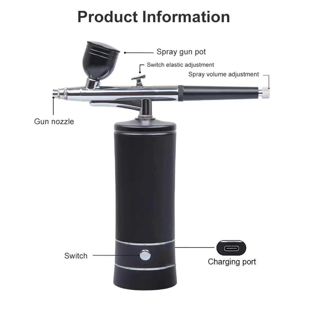 Portable Airbrush Nail Compressor — Wireless Spray Gun for Nail Art, Crafts & Model Painting