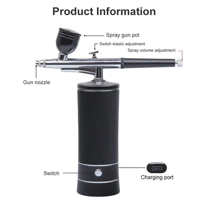 Portable Airbrush Nail Compressor — Wireless Spray Gun for Nail Art, Crafts & Model Painting