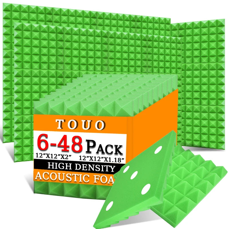 TOUO Acoustic Foam Panels 6–48 Pack Studio Soundproof Wall Panels – Sound Absorbing Sponge for Home, KTV & Recording Rooms