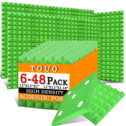 TOUO Acoustic Foam Panels 6–48 Pack Studio Soundproof Wall Panels – Sound Absorbing Sponge for Home, KTV & Recording Rooms