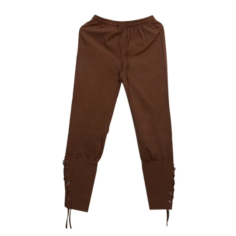 Men’s Pirate & Viking Costume Pants – Renaissance Medieval Drawstring Shorts for Halloween Cosplay