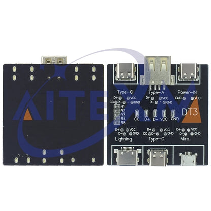 DT3 USB Cable Tester Type-C Micro USB Cable Detection Board - Short Circuit, Continuity & Switching Diagnostic Tool for iOS Android