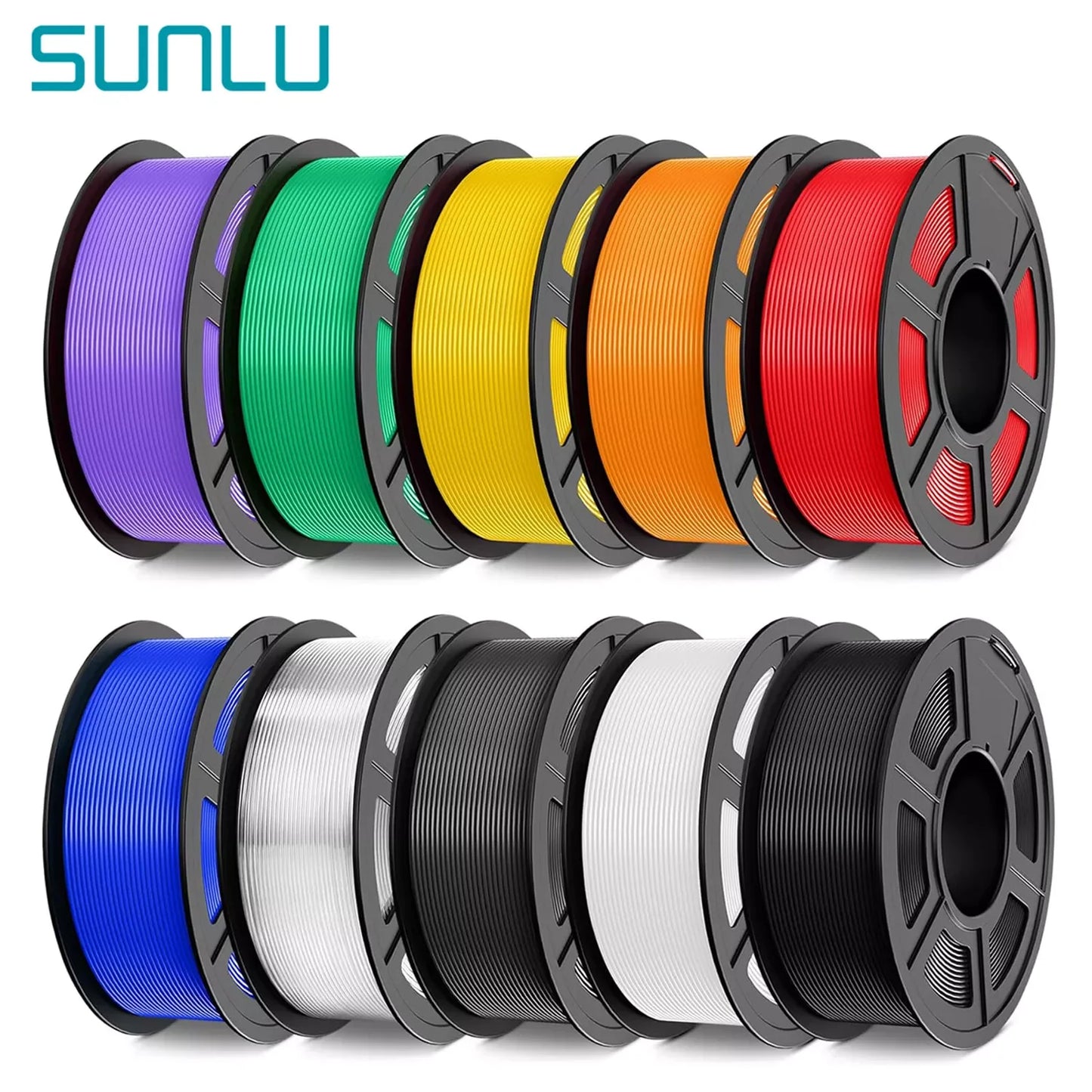 SUNLU PLA/PETG/PLA+ 3D Printer Filament Bundle – 10 Rolls 1KG Each, 1.75mm Neatly Wound Filament for 3D Printing (EU/US)