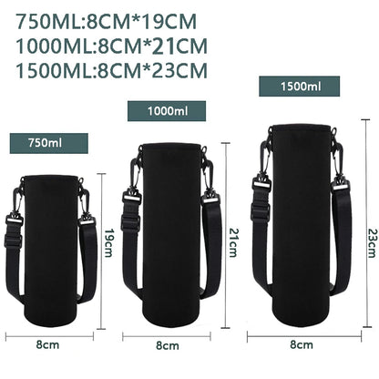 Portable Insulated Water Bottle Holder Bag - Neoprene Thermos Cup Pouch with Adjustable Strap 750ML/1000ML/1500ML