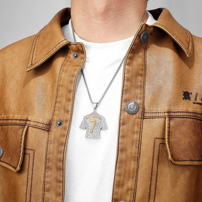 Football Legends Necklace – Messi, Cristiano Ronaldo, Neymar, Mbappé & Haaland Stainless Steel Pendant Chain Fashion Jewelry Gift for Men