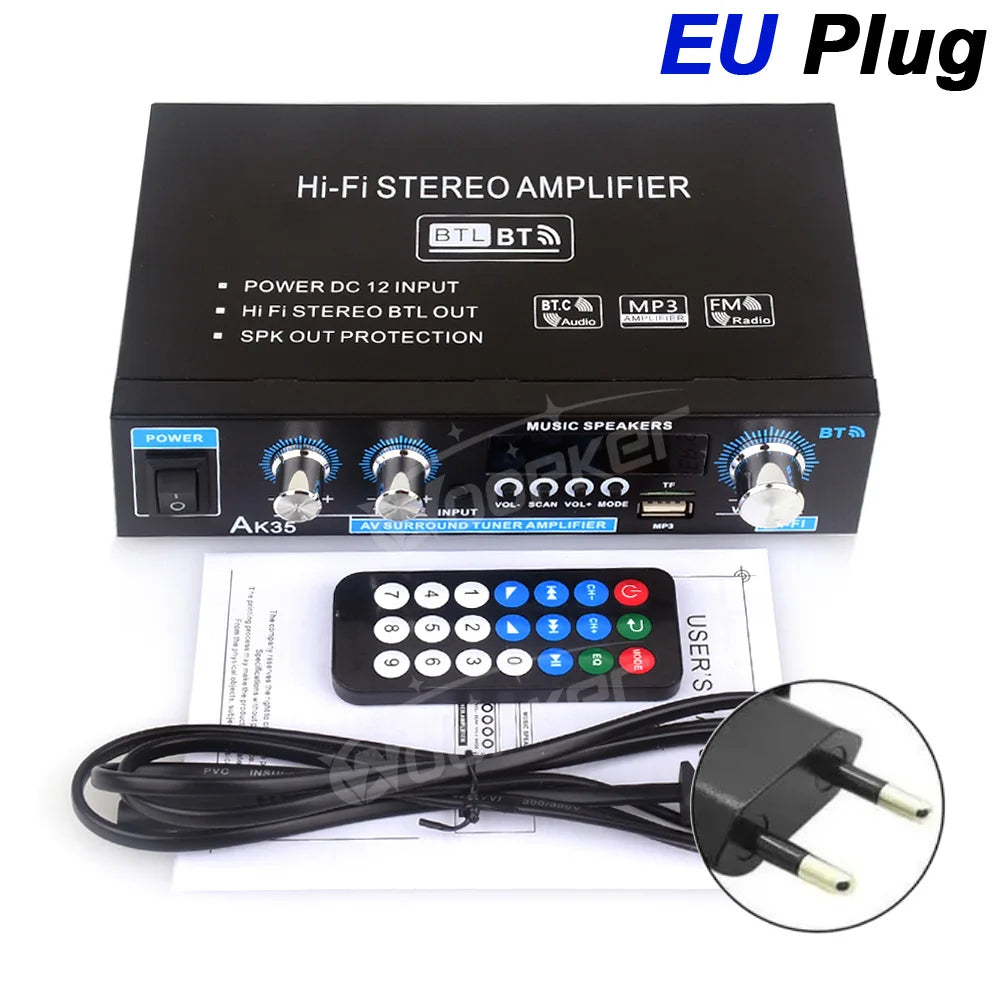 Woopker AK Series Digital Bluetooth Amplifier – 2 Channel HiFi Audio Amp with FM & USB for Home, Car & Karaoke