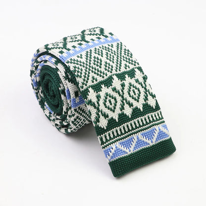 Classic Knit Neck Tie for Men — 6cm Plaid & Dots Casual Business Wedding Tie