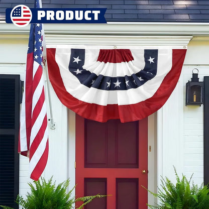 3x6 Ft American Pleated Fan Flag – USA Patriotic Half Fan Bunting Banner for Independence Day & Outdoor Decorations