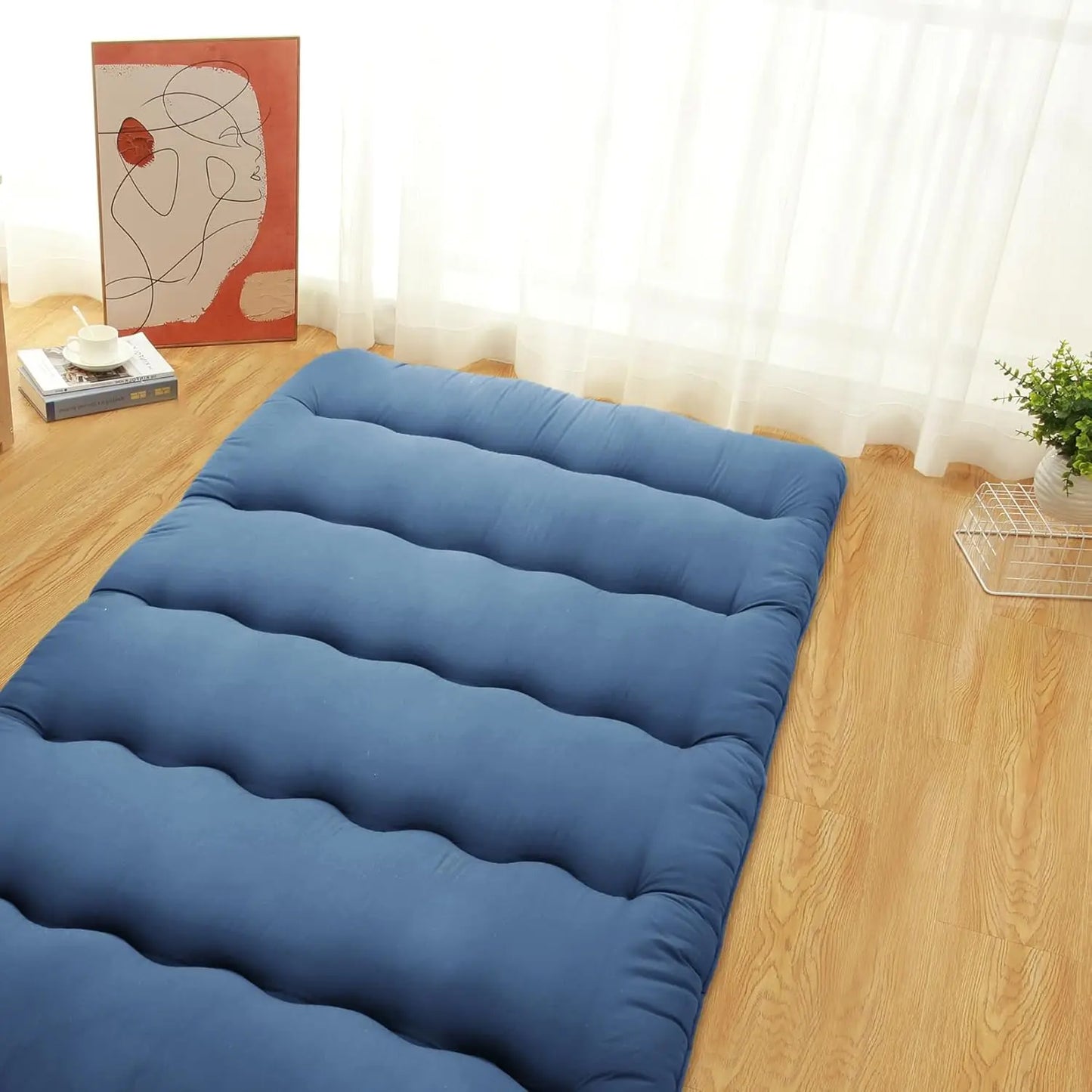 Japanese Floor Futon Mattress – Thick Tatami Sleeping Pad, Portable Twin/Full Size Lounger Bed for Comfort