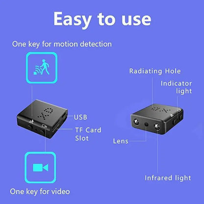 Mini Camera Full HD 1080P — Night Vision Home Security Camcorder with Motion Detection, Video & Voice Recording