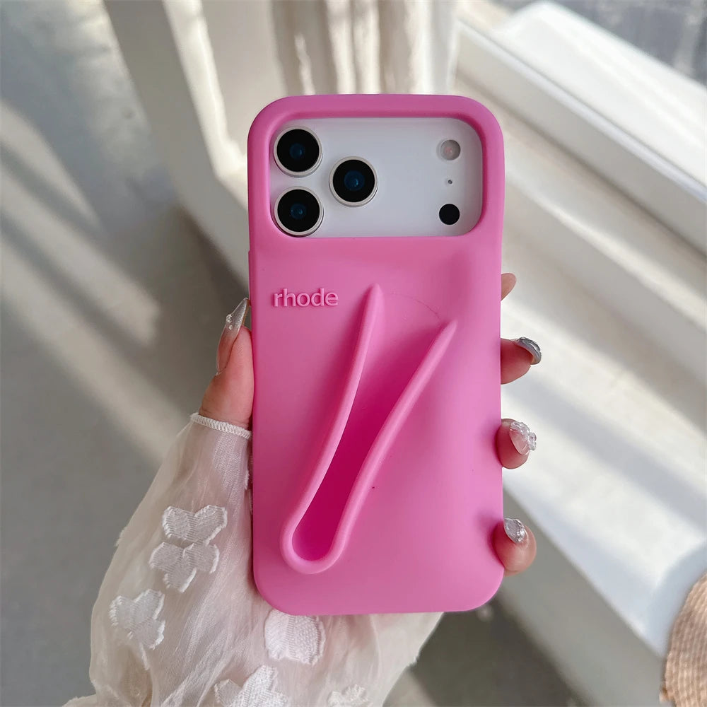 Gray Toast Ribbon iPhone Case - Rhode Style Silicone Cover for iPhone 17 Pro Max Air 16 15 14 13 12 Plus