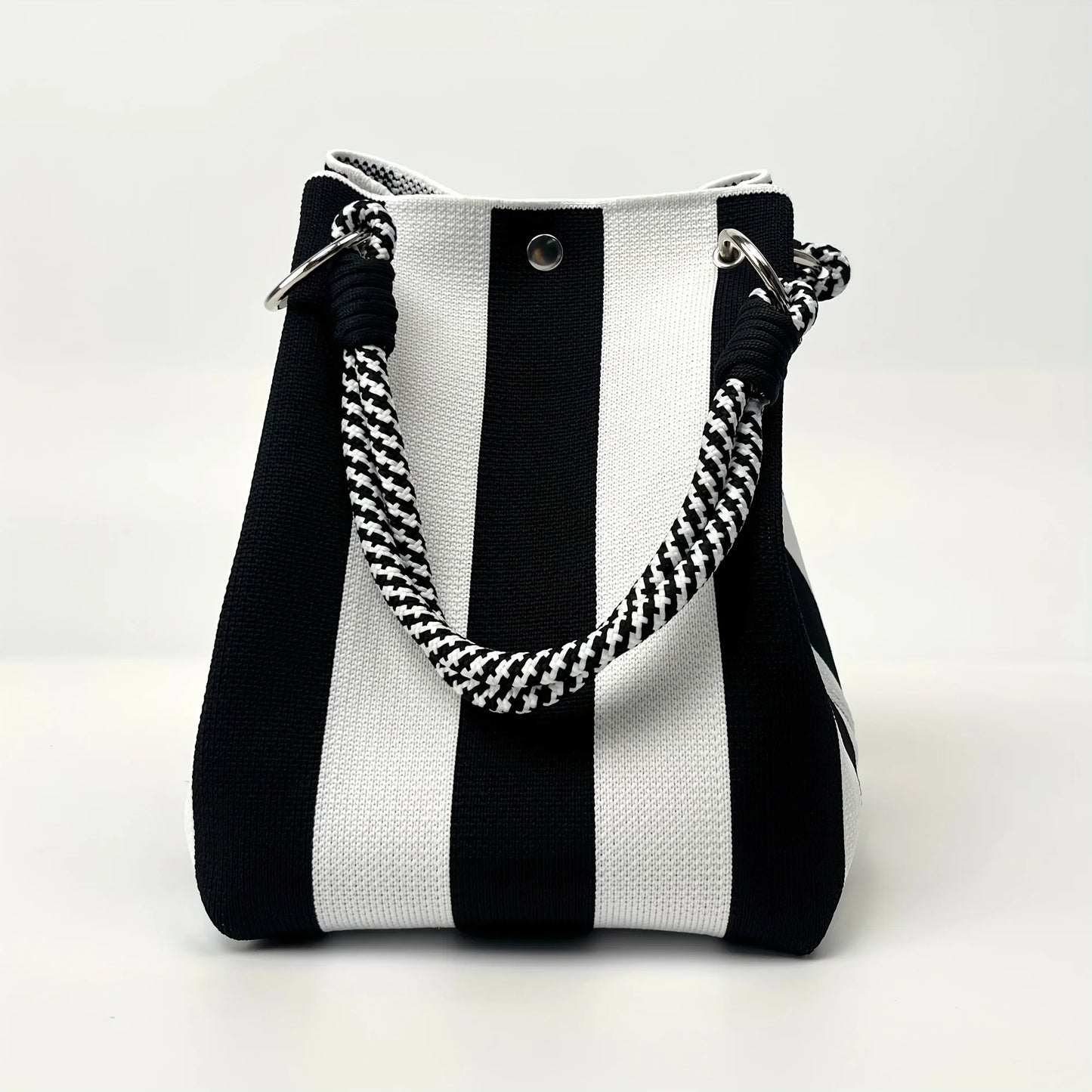 2025 Retro Floral Knitted Handbag – Mixed-Color Tote Bag with Safety Clasp Closure