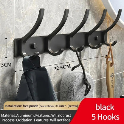 Folding Wall Robe Hooks - Black & White Towel, Coat & Clothes Hanger for Bathroom & Kitchen