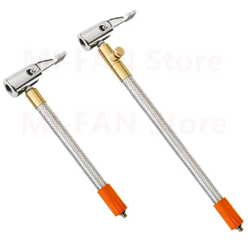 M6 Thread-Locking Air Chuck - Fine-Thread Tire Valve Connector with Air Tube for Integrated Air Pumps