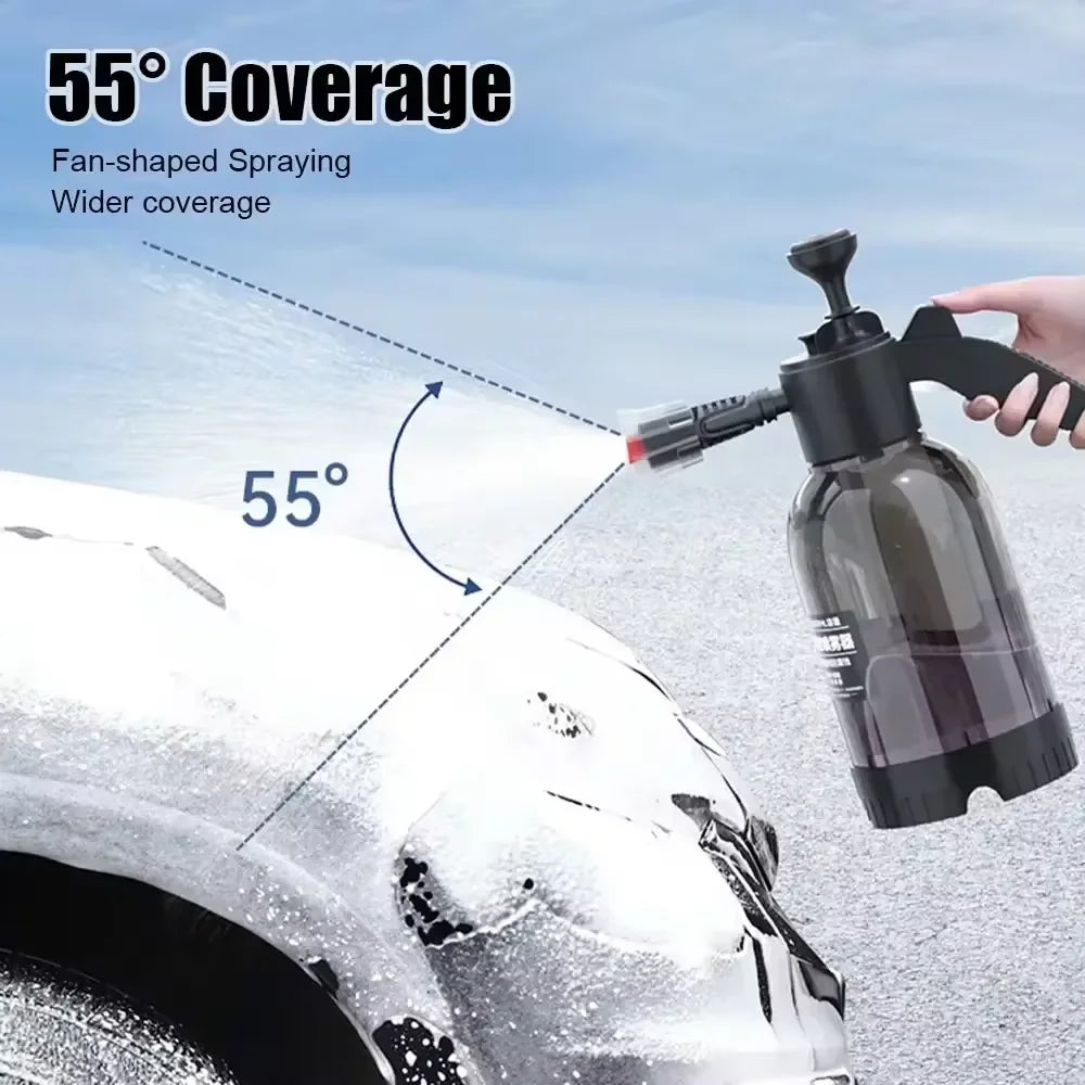2L Hand Pump Foam Sprayer | High Pressure Pneumatic Washer and Snow Foam Spray Bottle for Car and Home Cleaning