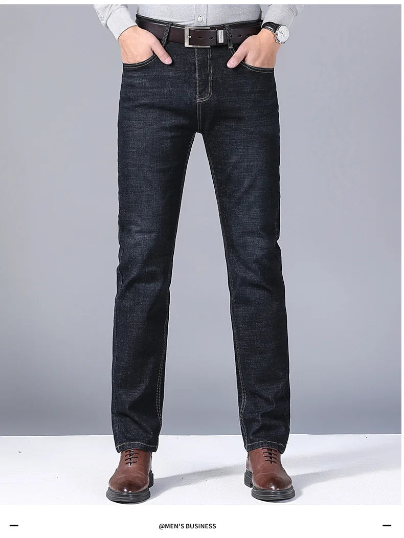 Men’s Classic Black Jeans — Soft Biker Denim Pants Jean Homme Pantalones Hombre Masculino Overalls, Sizes 32-38