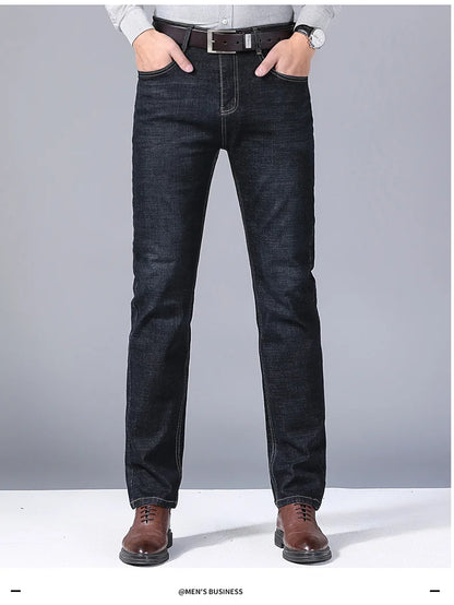 Men’s Classic Black Jeans — Soft Biker Denim Pants Jean Homme Pantalones Hombre Masculino Overalls, Sizes 32-38