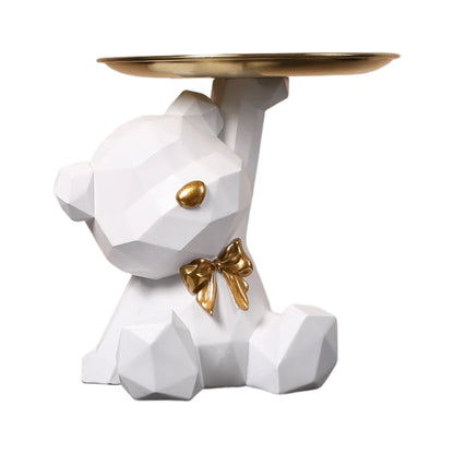 Geometric Bear Key Holder – Resin Figurine for Desk & Entrance Decoration