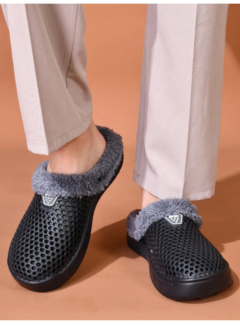 Couple Cotton Slippers – Winter Warm Plush Velvet Thickened Clogs for Men & Women