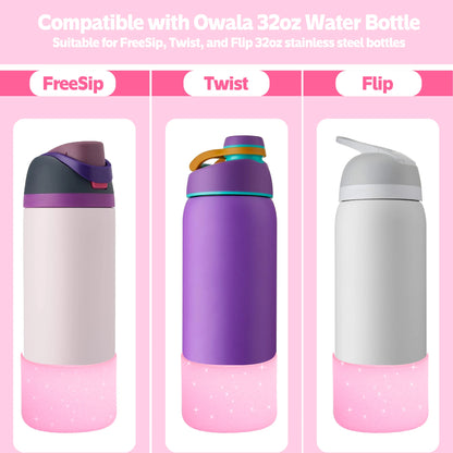 Silicone Water Bottle Boot for Owala - 24oz, 32oz Anti-Slip Protective Sleeve and Bottom Bumper Protector for FreeSip Twist and Flip
