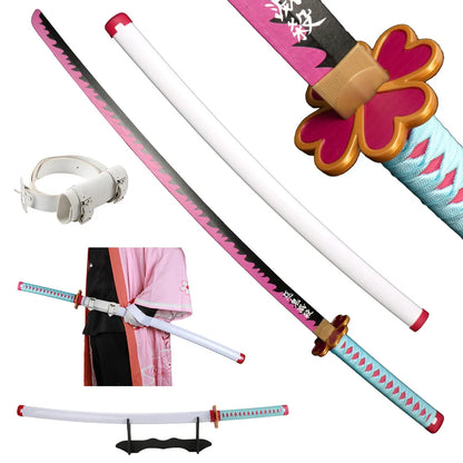 41" Demon Slayer Tanjiro Katana Sword – Samurai Cosplay Prop with Belt & Holder for Halloween Decoration