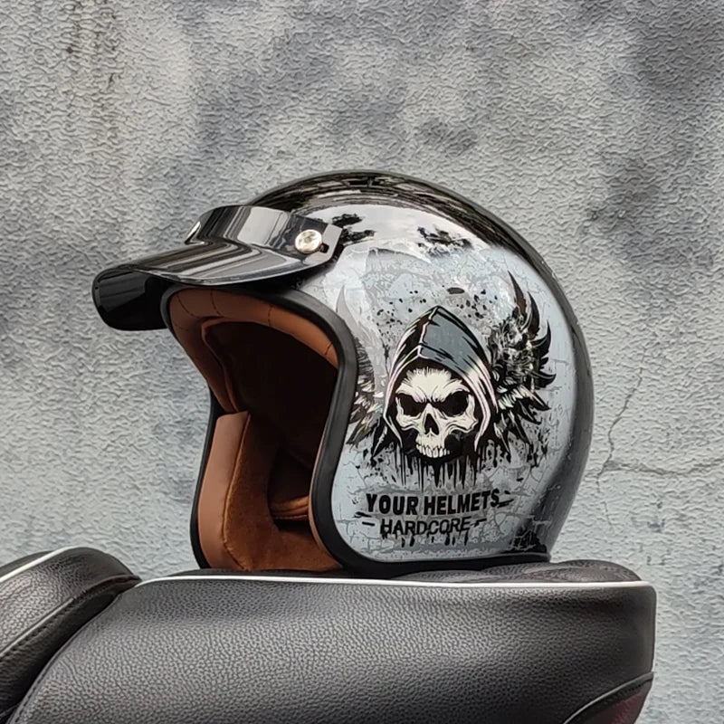 Retro 3/4 Semi-Open Motorcycle Helmet — Cross-Country Winter Riding Accessories