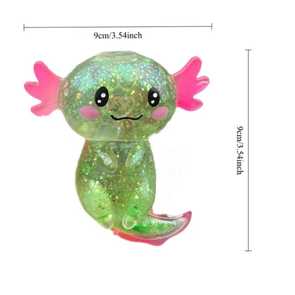 Colorful Axolotl Fidget Toy - Stretchy Squishy Maltose Salamander Squeeze Stress Relief Gift for Kids