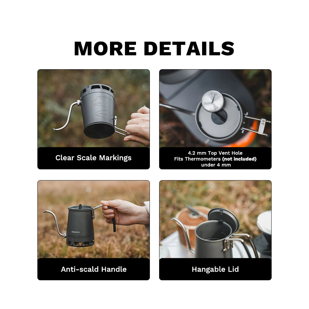 Fire-Maple Petrel Pour-Over Coffee Kettle - Gooseneck Spout with Detachable Handle for Portable Brewing