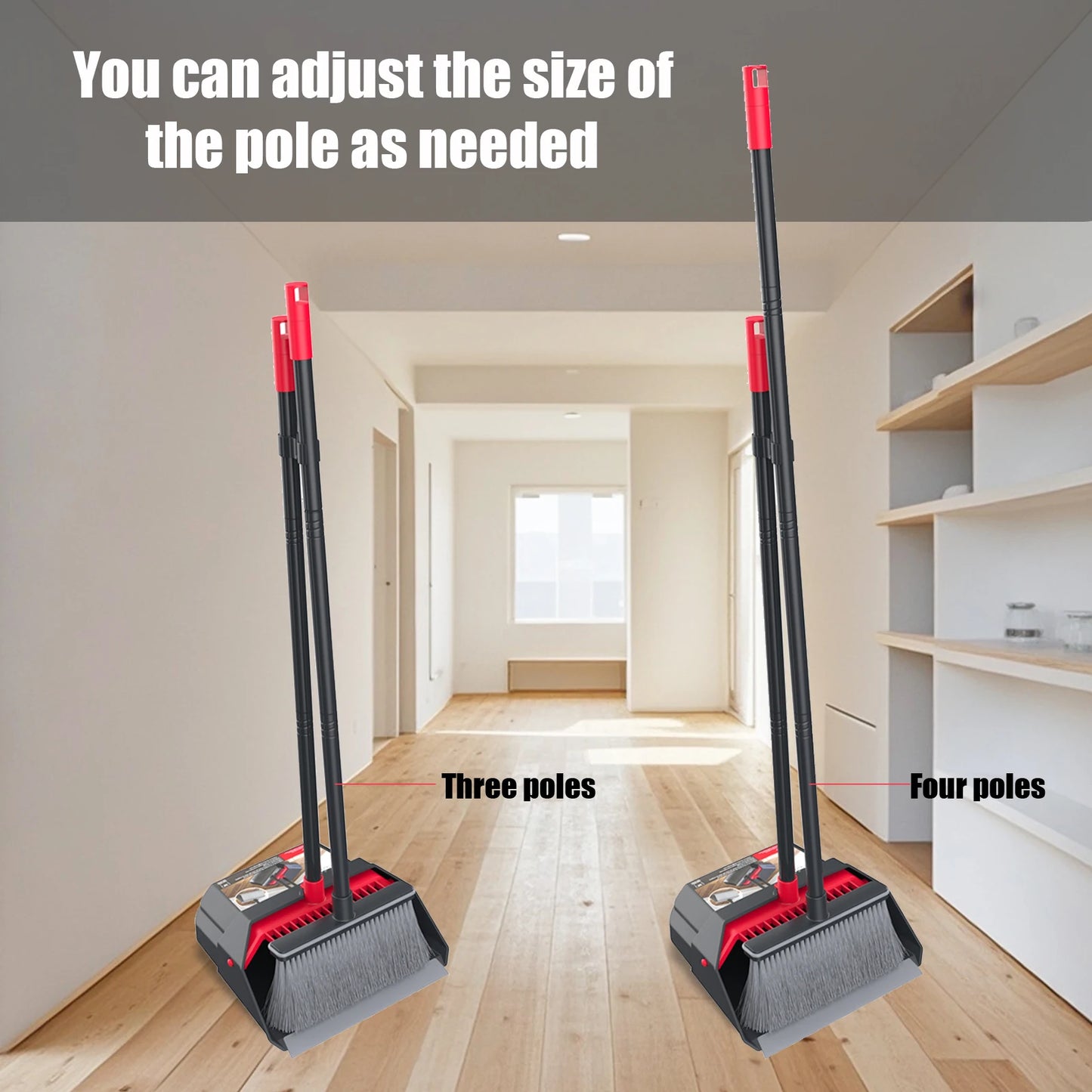 Household Broom and Dustpan Set with Long Handle – Durable 2-in-1 Sweeping Cleaning Tool for Home Floor Cleaning Supplies