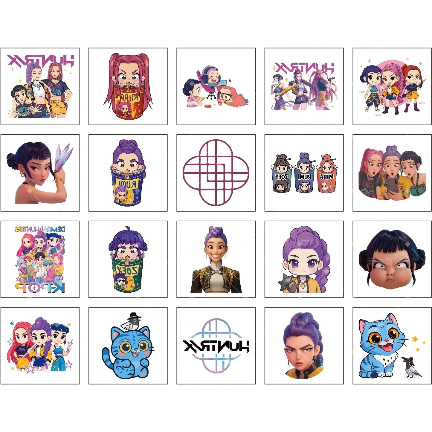 20-25pcs Rumi KPop Demon Hunters Temporary Tattoo Stickers – Cute Cartoon Waterproof Tattoos, Fun Party Gift Ideas