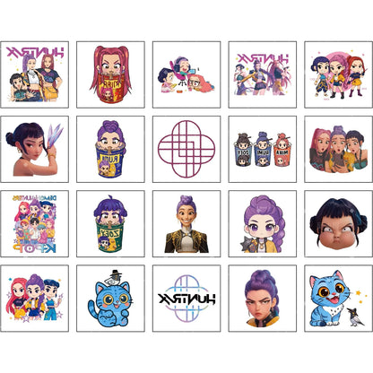 20-25pcs Rumi KPop Demon Hunters Temporary Tattoo Stickers – Cute Cartoon Waterproof Tattoos, Fun Party Gift Ideas