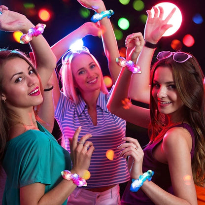 5-50Pcs LED Hair Scrunchie - Light Up Satin Elastic Hairband for Women - Christmas Glow in the Dark Party Supplies